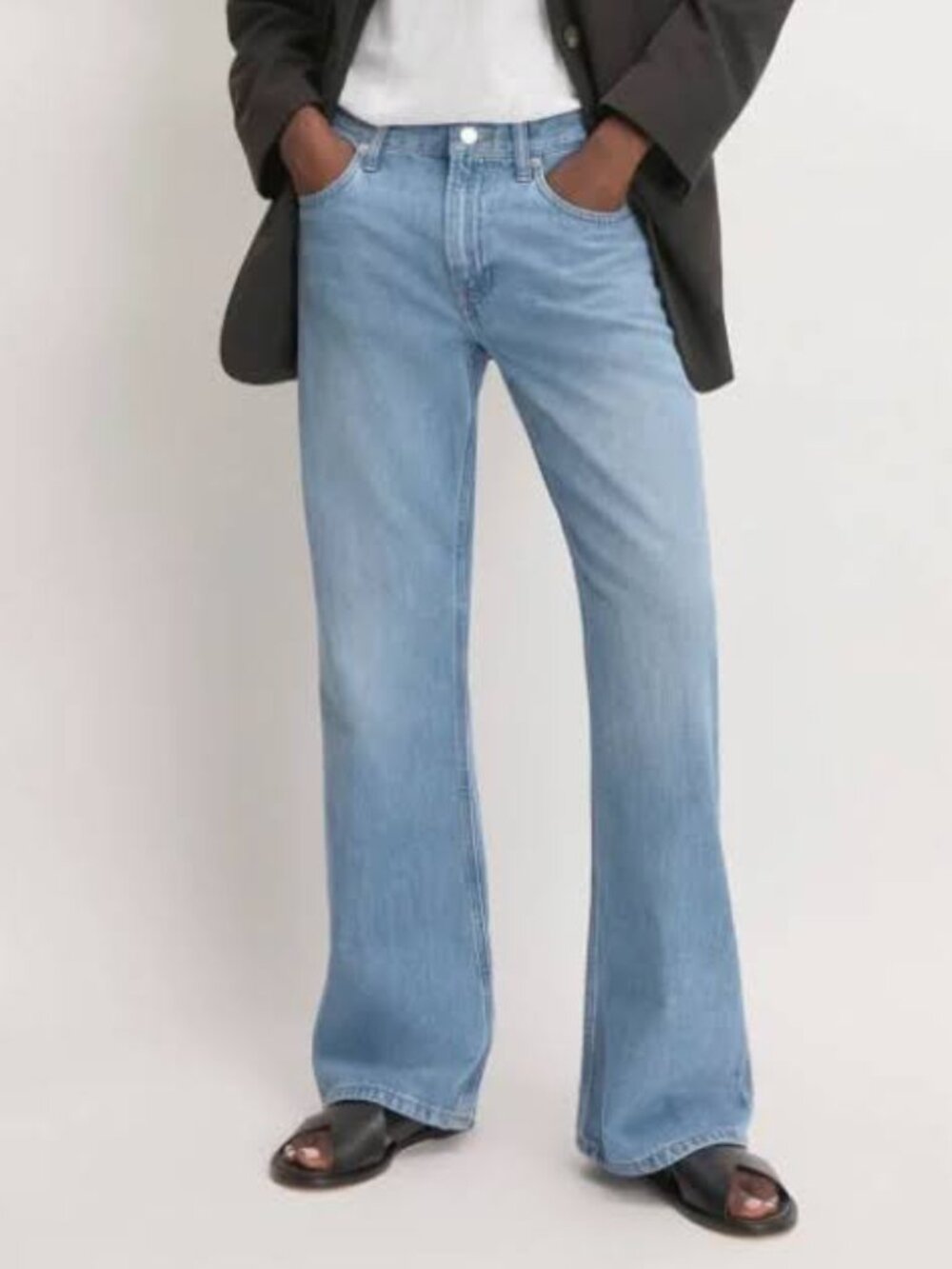 Everlane Slouch Bootcut Jeans Light Wash Mid Rise Relaxed Fit 27 Regular Denim